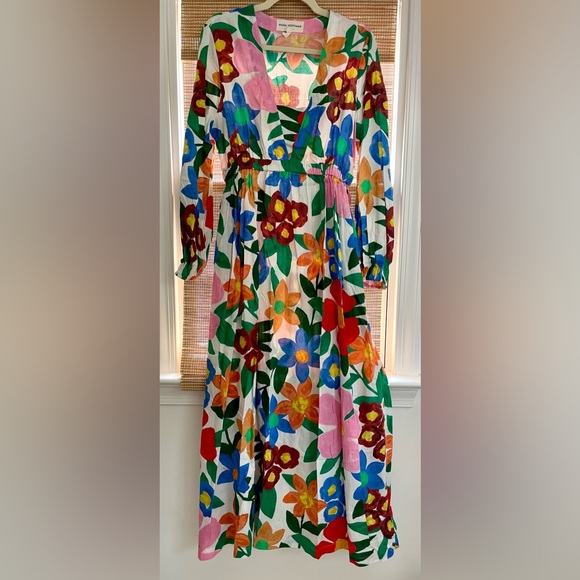 Mara Hoffman Luna Flora Maxi Dress Size Large L FLAWS - Picture 4 of 11